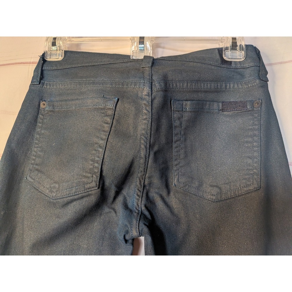 7 for All Mankind - The Skinny Shimmering Jeans Black  Sz: 24 Retail $238 - Picture 5 of 9